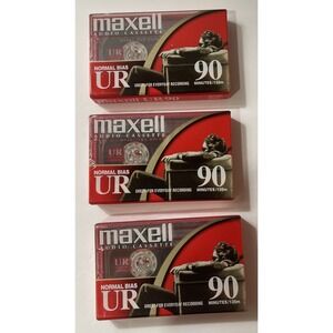 Maxwell Audio Cassettes Normal‎ Bias UR 90 Minutes Pack of 3 New Factory Sealed